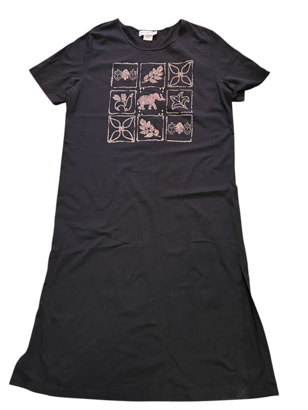 Women's Anna Maxwell T-Shirt Style Short Sleeve Long Black Dress Size 2XL